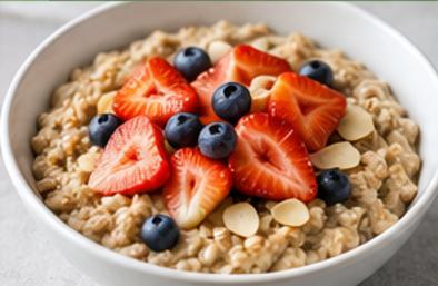 Tazón de Avena con Fresa para el Desayuno