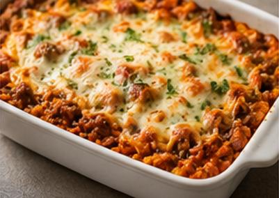 Beef Mozzarella Spaghetti Bake